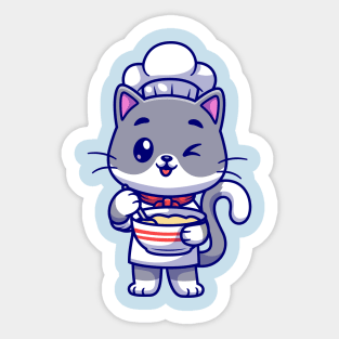 Cute Cat Chef Cooking Cartoon Sticker